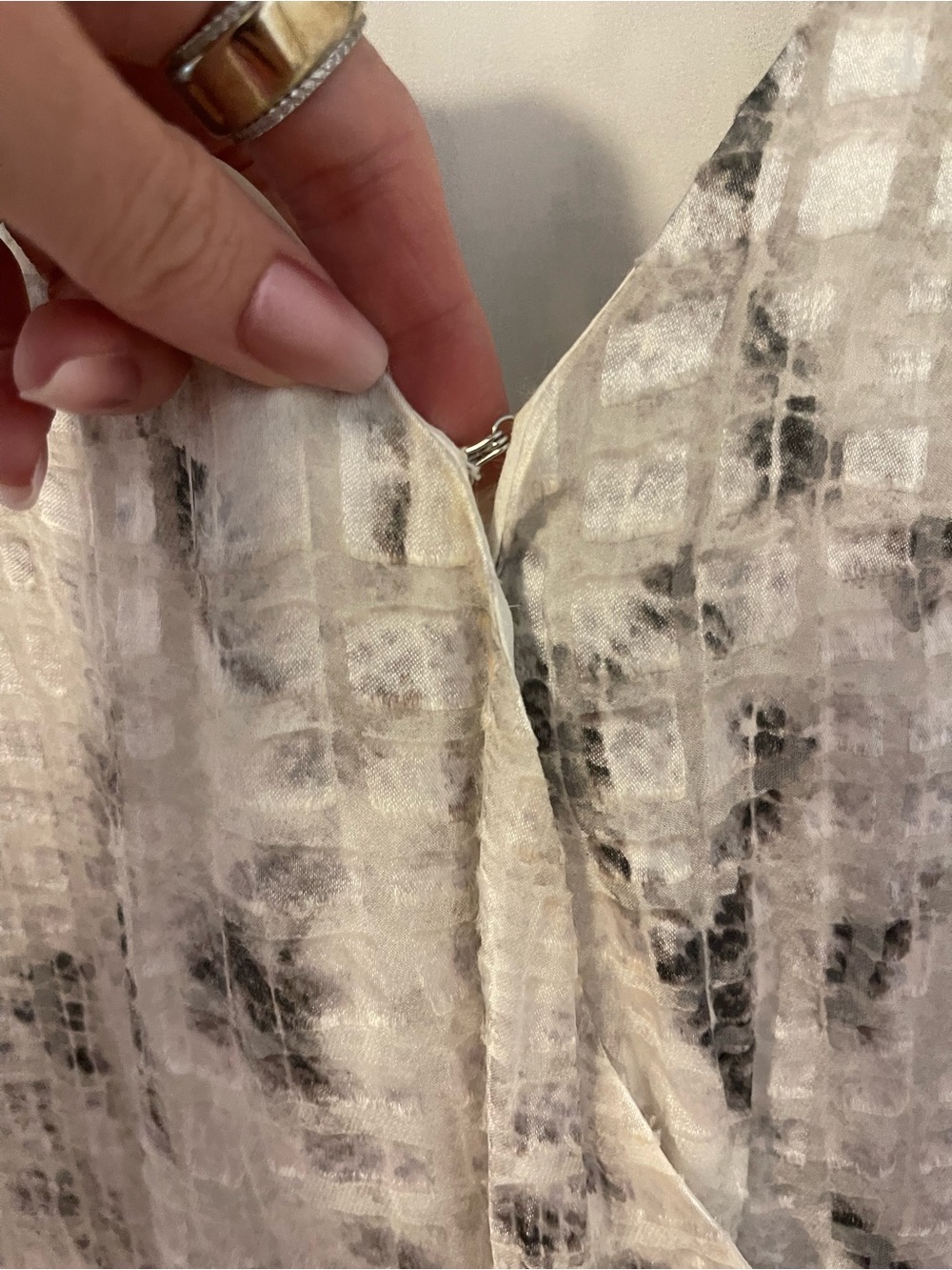 White House Black Market White Marble-Print Surplice Blouse - Picture 3 of 9